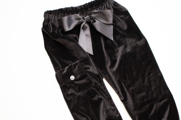 Black Velvet Cargo Pants
